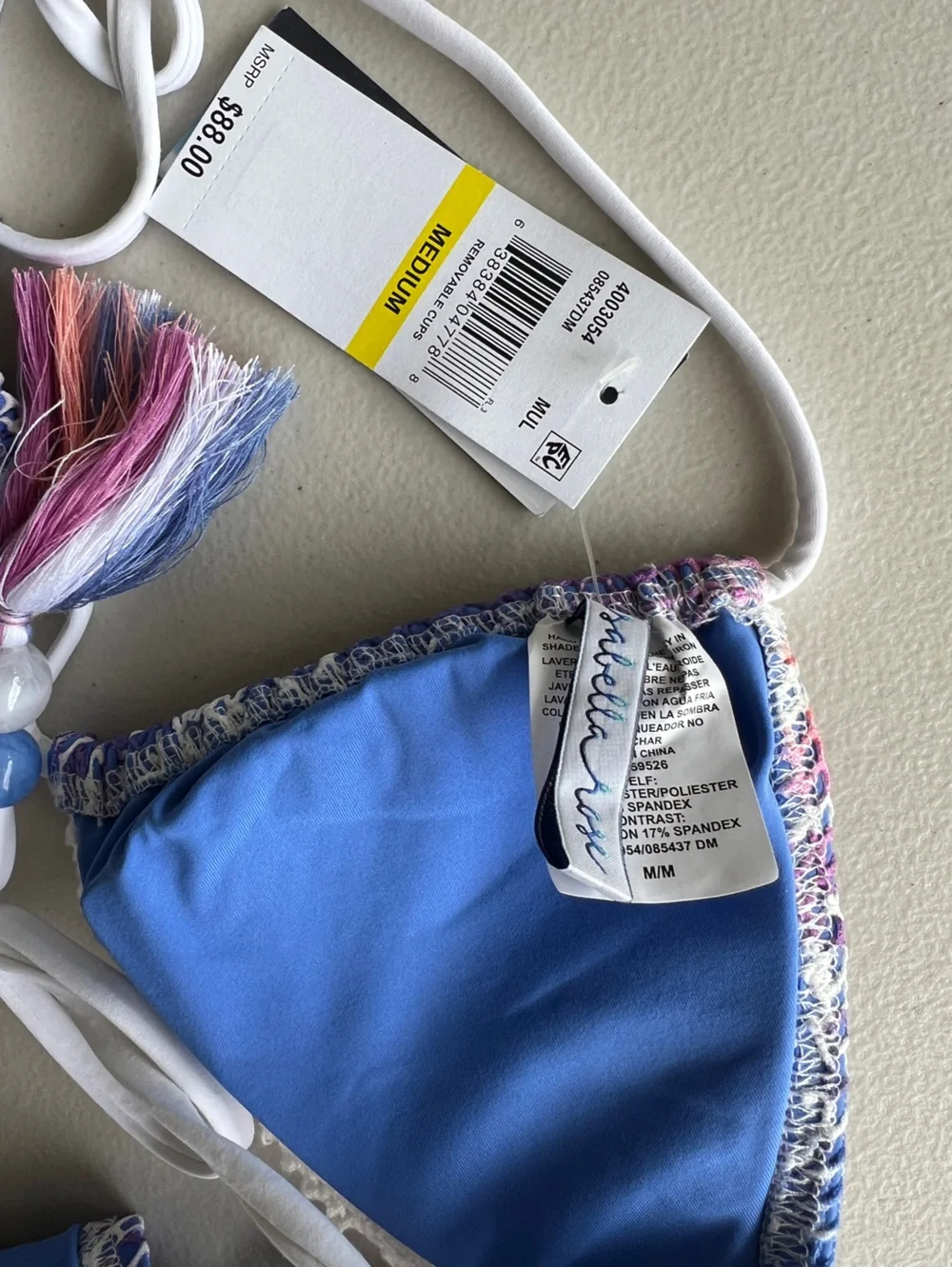 Isabella Rose mesh tassels sliding triangles bikini set size M